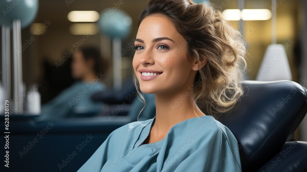 Woman in a dental appointment, generative ai Woman in a dental appointment, generative ai