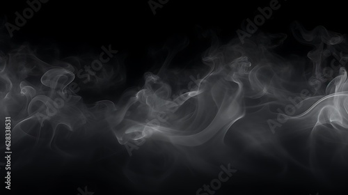  White smoke isolated on black background 