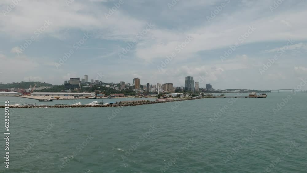 Scenic Sihanoukville City View from the Ocean on a Beautiful Summer Day. Scenic Sihanoukville City View from the Ocean on a Beautiful Summer Day.