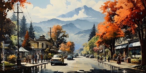 illustration of 1950s American small town, generative AI © VALUEINVESTOR