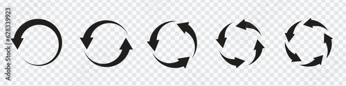 Black rotation arrows vector set, Eco refuse icon set, refresh recycle refuse reuse rotate circulation vector