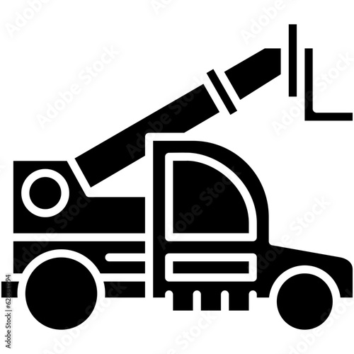 Tele Handler Icon. Construction Truck Vehicle Symbol Stock Illustration. Vector Solid Icons For UI Web Design And Presentation