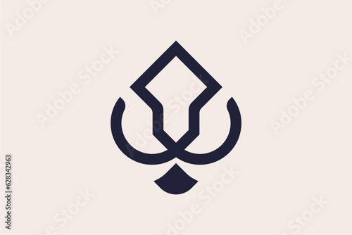 Lion's head in the form of ace of spades logo - eps10