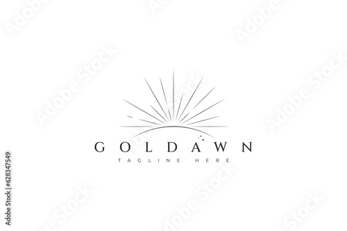 Gold Dawn Sun Bright Luxury Concept Sacred Geometry Sign Symbol Brand Identity Logo