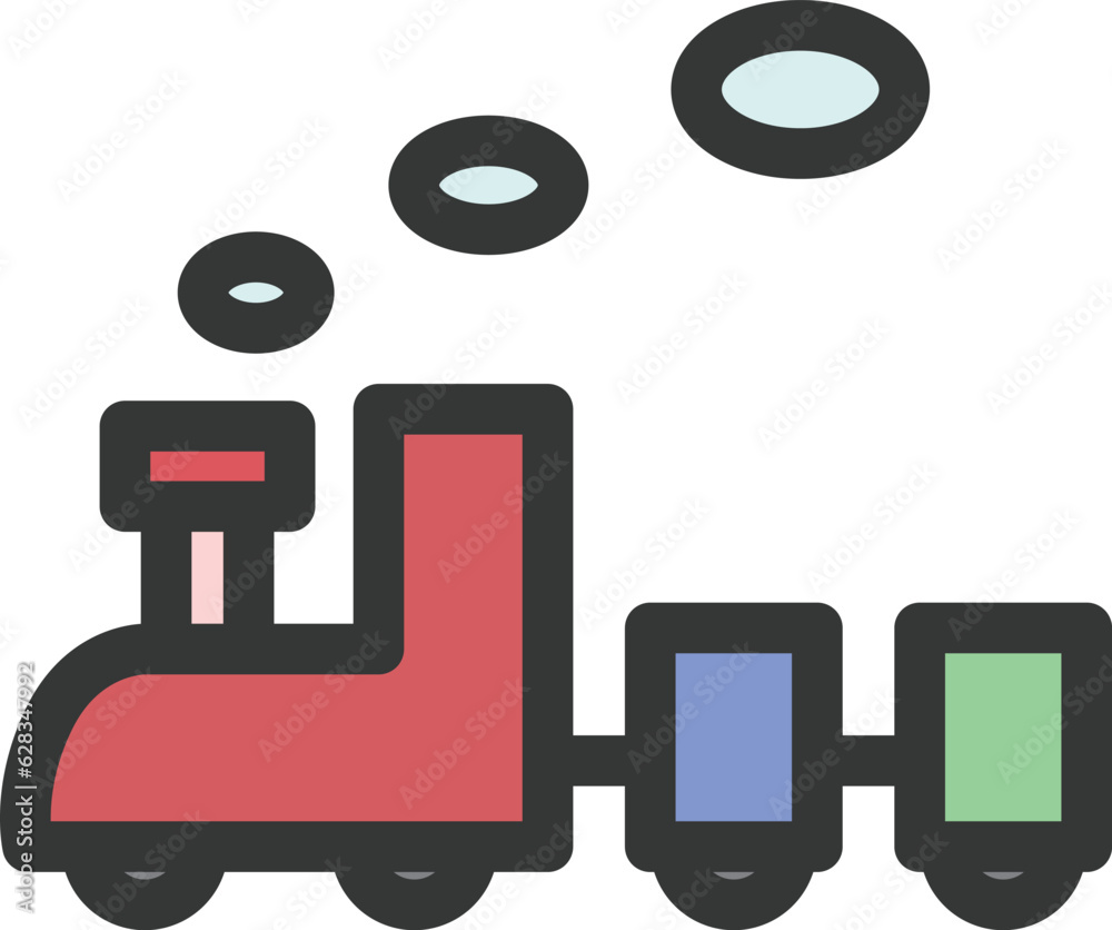 Fototapeta premium 遊園地のカラー単品アイコン トロッコ