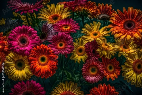 photo summer bouquet of fresh gerbera daisies and chrysanthemums