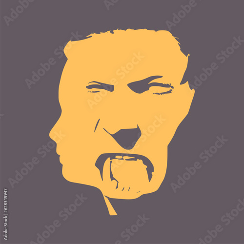 Human face side view silhouette. Schizophrenia and split personality disorder and mental health psychiatric disease concept. Mental health