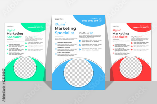 grow your business flyer design template bundle. take your business to the next level of poster leaflet 3 in 1 design. bundle, 3 in 1, a4 template, brochure design, cover, flyer, poster, print-ready