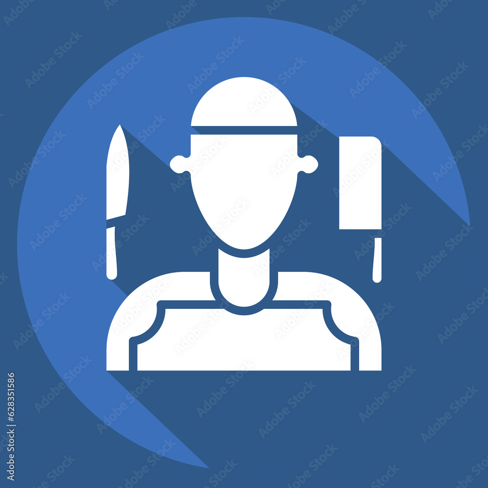Icon Butcher. related to Eid Al Adha symbol. Long Shadow Style. simple design editable. simple illustration Icon Butcher. related to Eid Al Adha symbol. Long Shadow Style. simple design editable. simple illustration