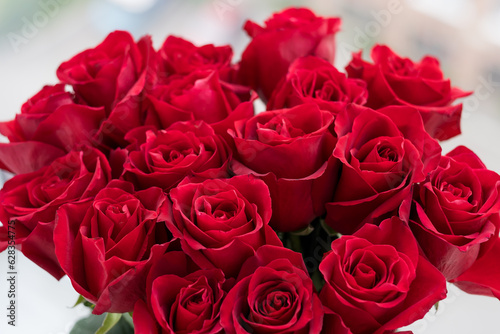 a bouquet of beautiful red roses for a girl s birthday
