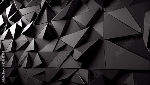Panoramic black triangles mosaic background Ai generated image