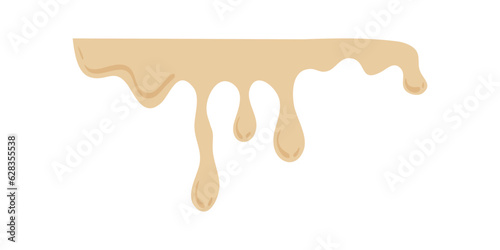 Hand Drawn Melting Choco Illustration. Chocolate drops and blots. Isolated seamless repeatable melted brown and white chocolate flow down