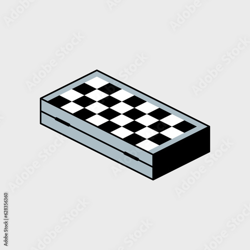 Folding chessboard isometric vector illustration
