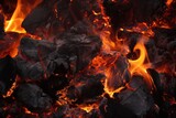 Burning coal fireplace background, close up texture, Generative AI