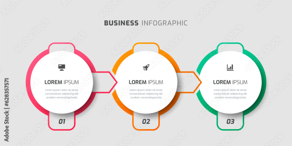 Fototapeta premium Vector Infographic Label Design Template with Thin Line, Icons and 3 Numbers for Presentation