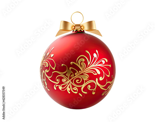 Red christmas ball isolated on transparent background photo