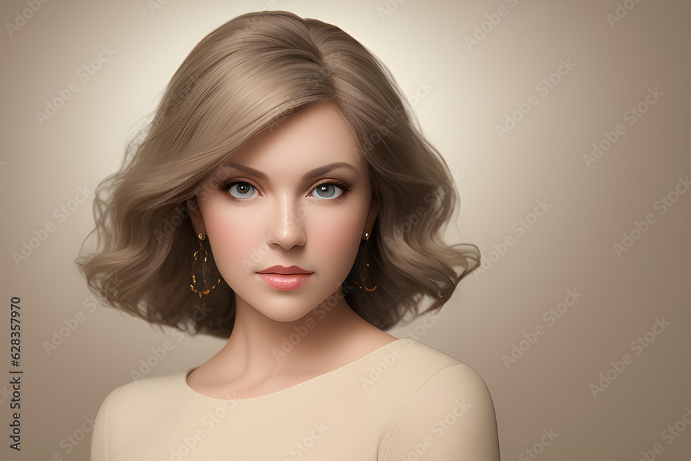 bobbed wave hair woman created by AI, generative AI bobbed wave hair woman created by AI, generative AI