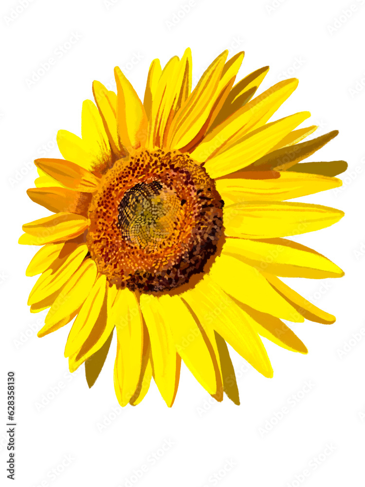 Naklejka premium ひまわり（左上向き）花のみ