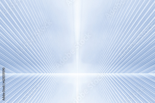 Blue and white lines extending forward, artificial architectural Spaces,3D rendering