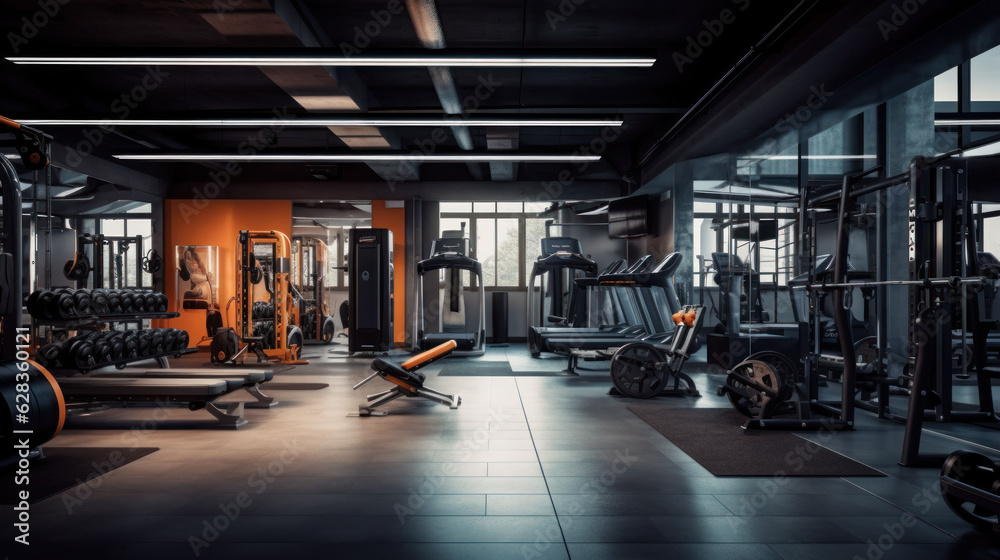 gym interior modern style with sport equipment