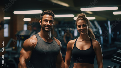 couple portrait smile in gym