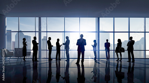 Silhouette of Business People Posing by Windows