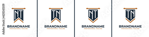 Letter NT and TN Pennant Flag Logo Set, Represent Victory. Suitable for any business with NT or TN initials.