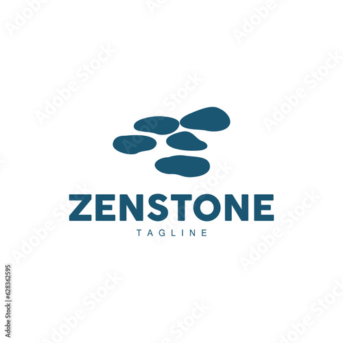 Stone Logo, Vector Zen Meditation Stone Balance Tranquility, Yoga Minimalist Simple Design, Silhouette Illustration
