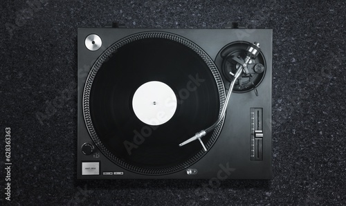 Quadro su tela DJ turntable vinyl record on desk