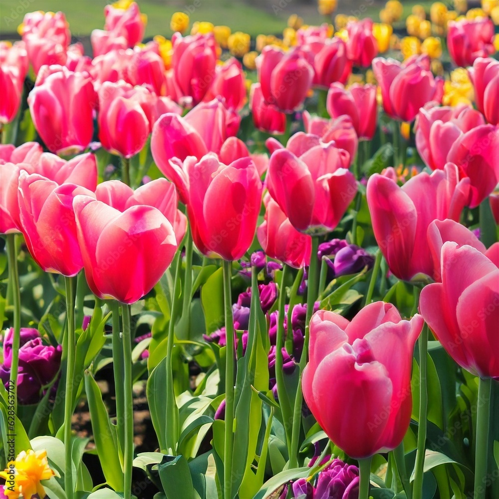 field of pink tulips field of pink tulips