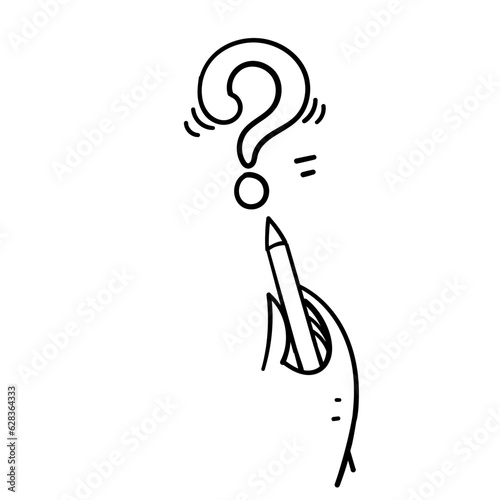 hand drawn doodle Hand writes question mark illustration