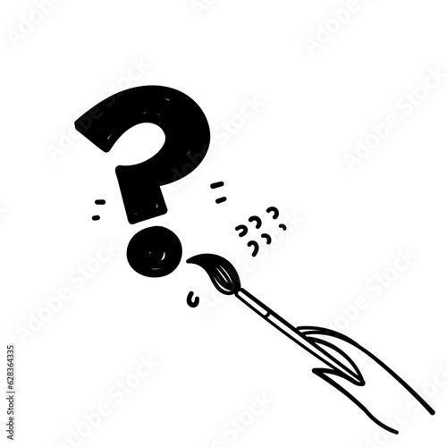 hand drawn doodle Hand writes question mark illustration