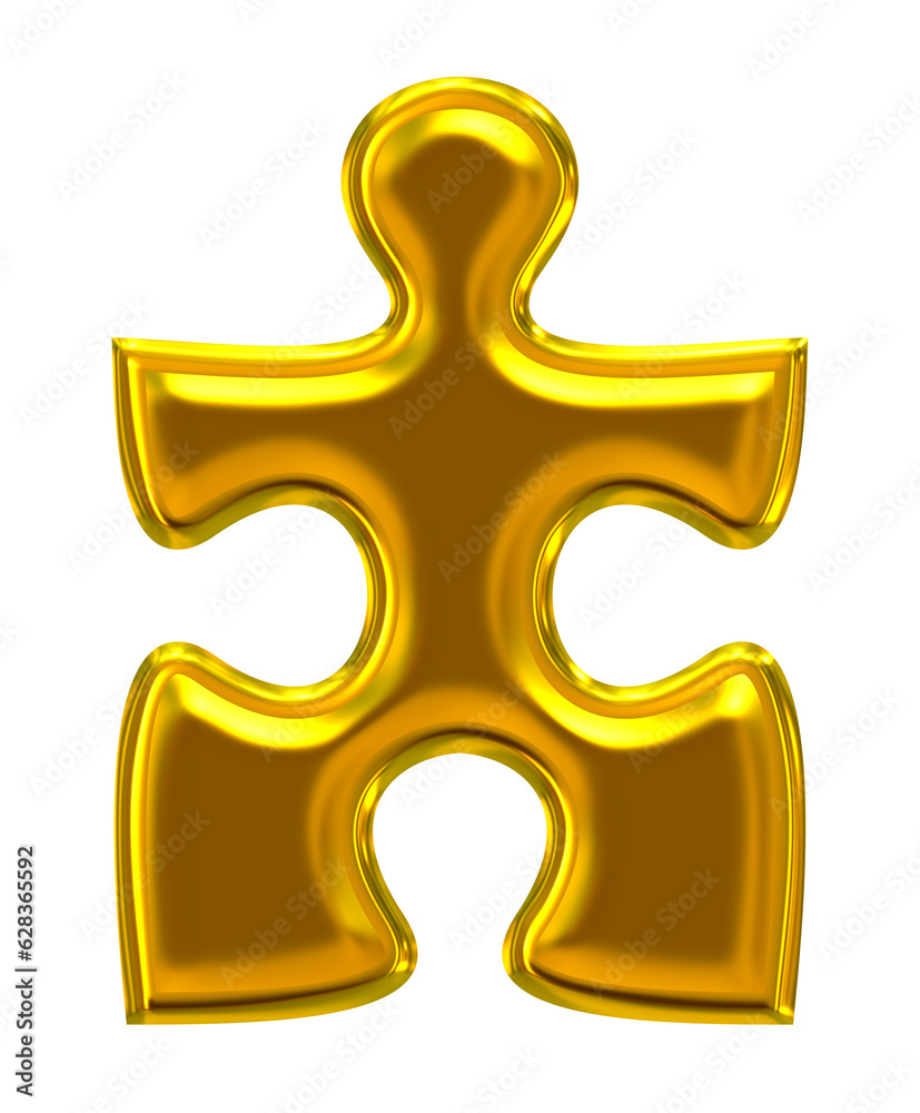 Obraz premium Golden Puzzle Piece Isolated On White Background.