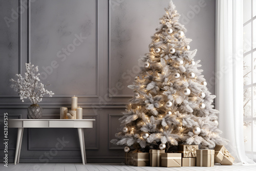 christmas tree with presents- white theme