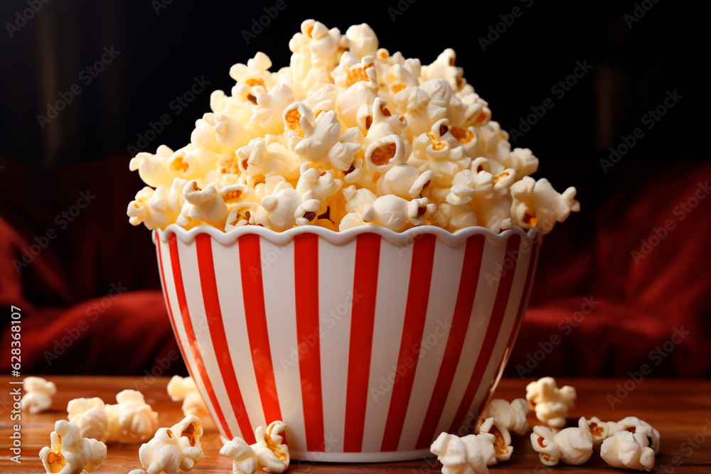 Popcorn in the cinema. AI Generated.