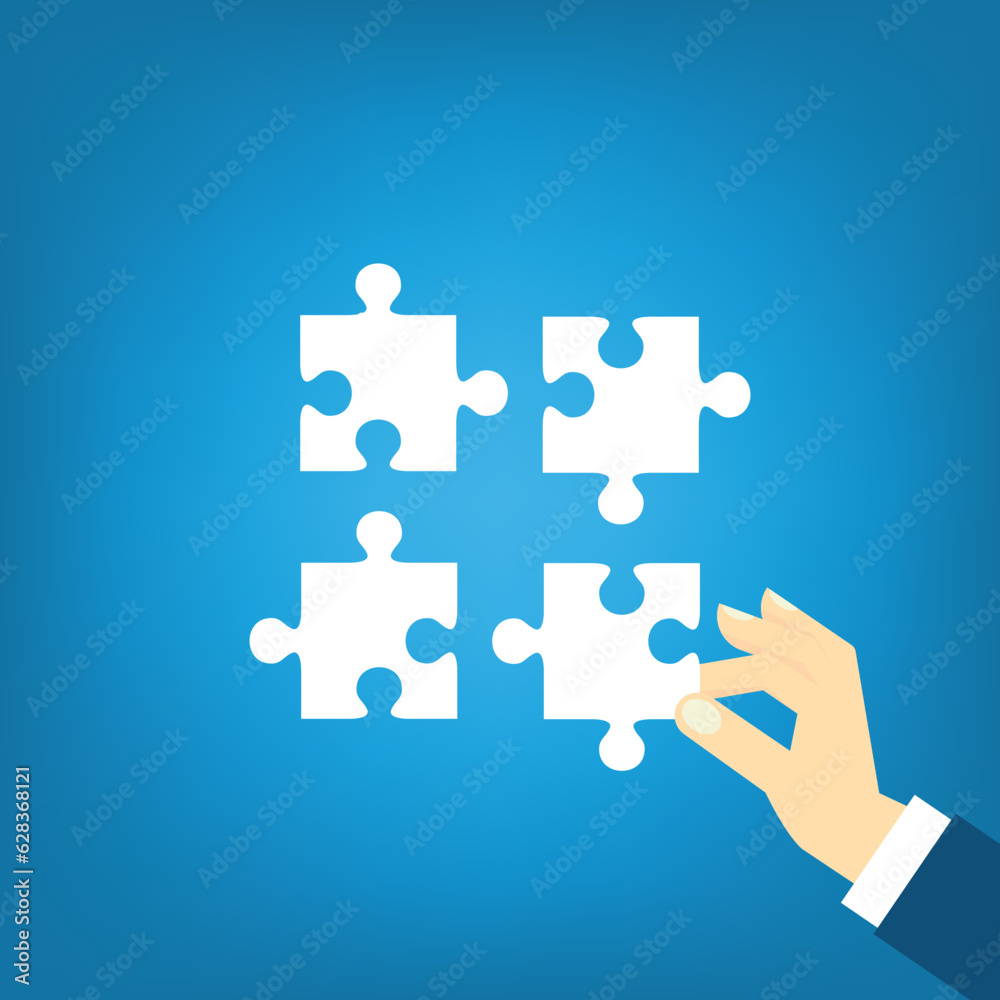 Teamwork and development concept . Putting missing puzzle together. Teamwork and development concept . Putting missing puzzle together.