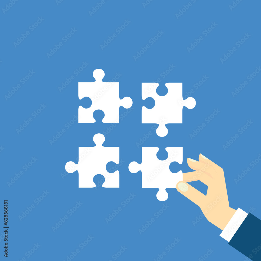 Teamwork and development concept . Putting missing puzzle together. Teamwork and development concept . Putting missing puzzle together.