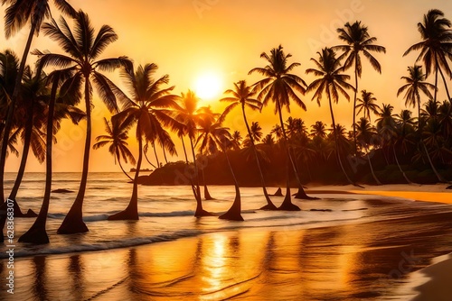 sunset on the beachgenerative by AI technology 