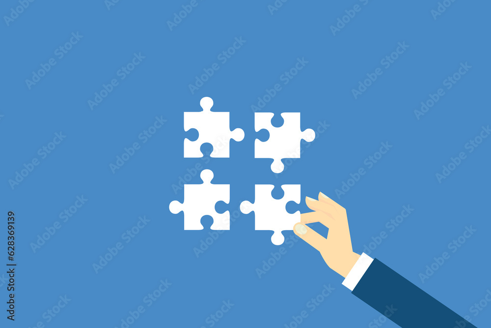 Teamwork and development concept . Putting missing puzzle together. Teamwork and development concept . Putting missing puzzle together.