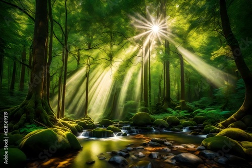 sun rays in forest