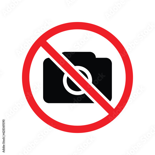 No Photography Sign, Do Not Capture Photo, Red Signal For Photographer, Restricted Area, No Camera Icon, No Video Recording, Vector Illustration