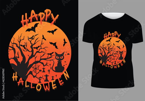 Halloween skull on fire t-shirt design