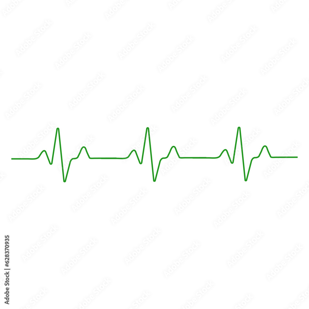 Heart beat cardiogram, heart rate graph, heart beat line icon vector, EKG icon flat style, green color rhythm of the heart that is pumping, medical design heart rate illustration.