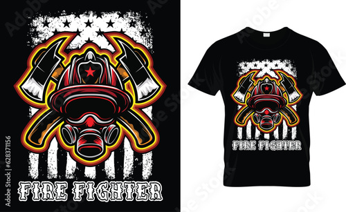 Fire fighter t-shirt design.Colorful and fashionable t-shirt design for men and women.