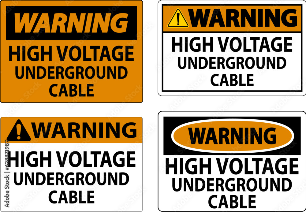 Warning Sign High Voltage Underground Cable