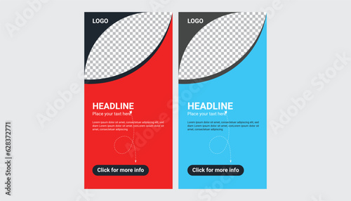 Business Web Benner Vector template Design In Horizontal layout and one size Syan and Black, Red and Black color. website design, Social Media Cover ads banner, flyer, invitation. photo