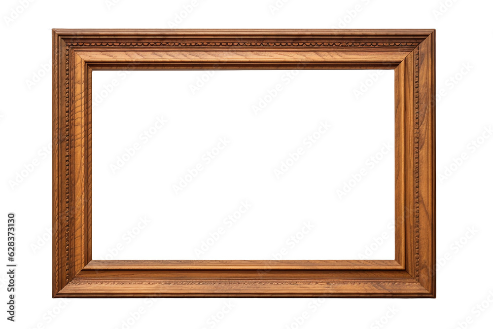 Dark wooden picture frame isolated on white background with empty space for image. Mockup for design, photo, poster. Dark wooden picture frame isolated on white background with empty space for image. Mockup for design, photo, poster.