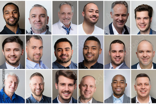 A Diverse Collage of Business Team Faces of various people for ideal userpic and profile picture. Set of expressions