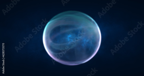 Abstract transparent energy sphere round glowing magical digital futuristic space background