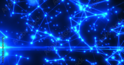 Abstract blue energy lines plexus triangles magical bright glowing futuristic hi-tech background